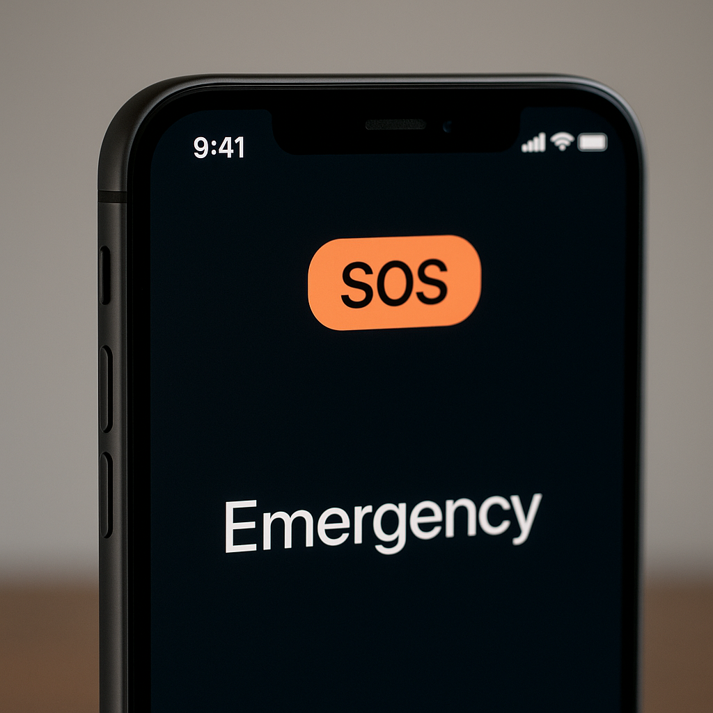 SOS signal showing on iPhone status bar emergency mode