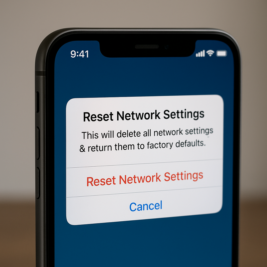 Reset network settings on iPhone to fix SOS issue